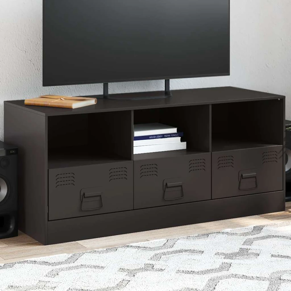TV staliukas Televizoriaus spintelė, juodos spalvos, 99x39x44cm, plienas