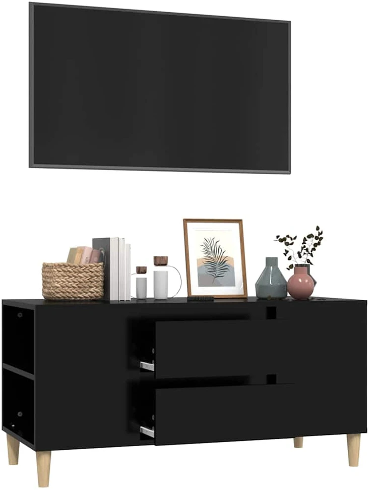 TV staliukas Televizoriaus spintelė, juodos spalvos, 102x44,5x50cm, mediena