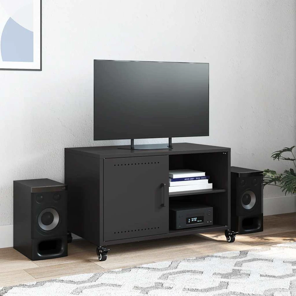 TV staliukas Televizoriaus spintelė, juodos spalvos, 68x39x43,5cm, plienas