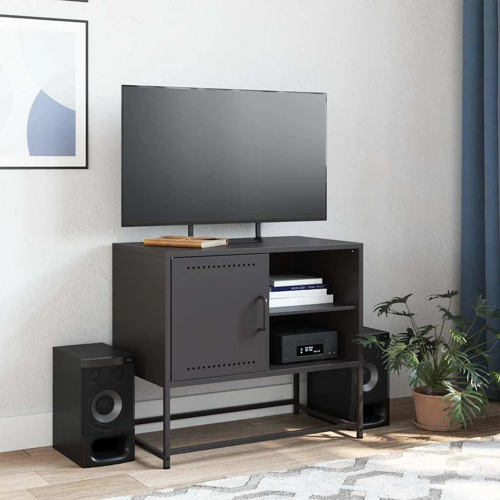 TV staliukas Televizoriaus spintelė, juodos spalvos, 68x39x60,5cm, plienas