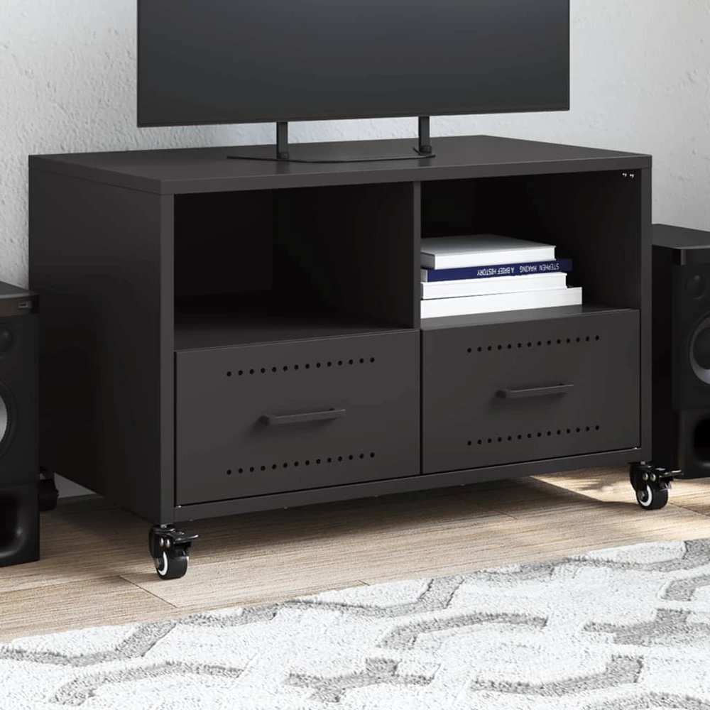 TV staliukas Televizoriaus spintelė, juodos spalvos, 68x39x43,5cm, plienas