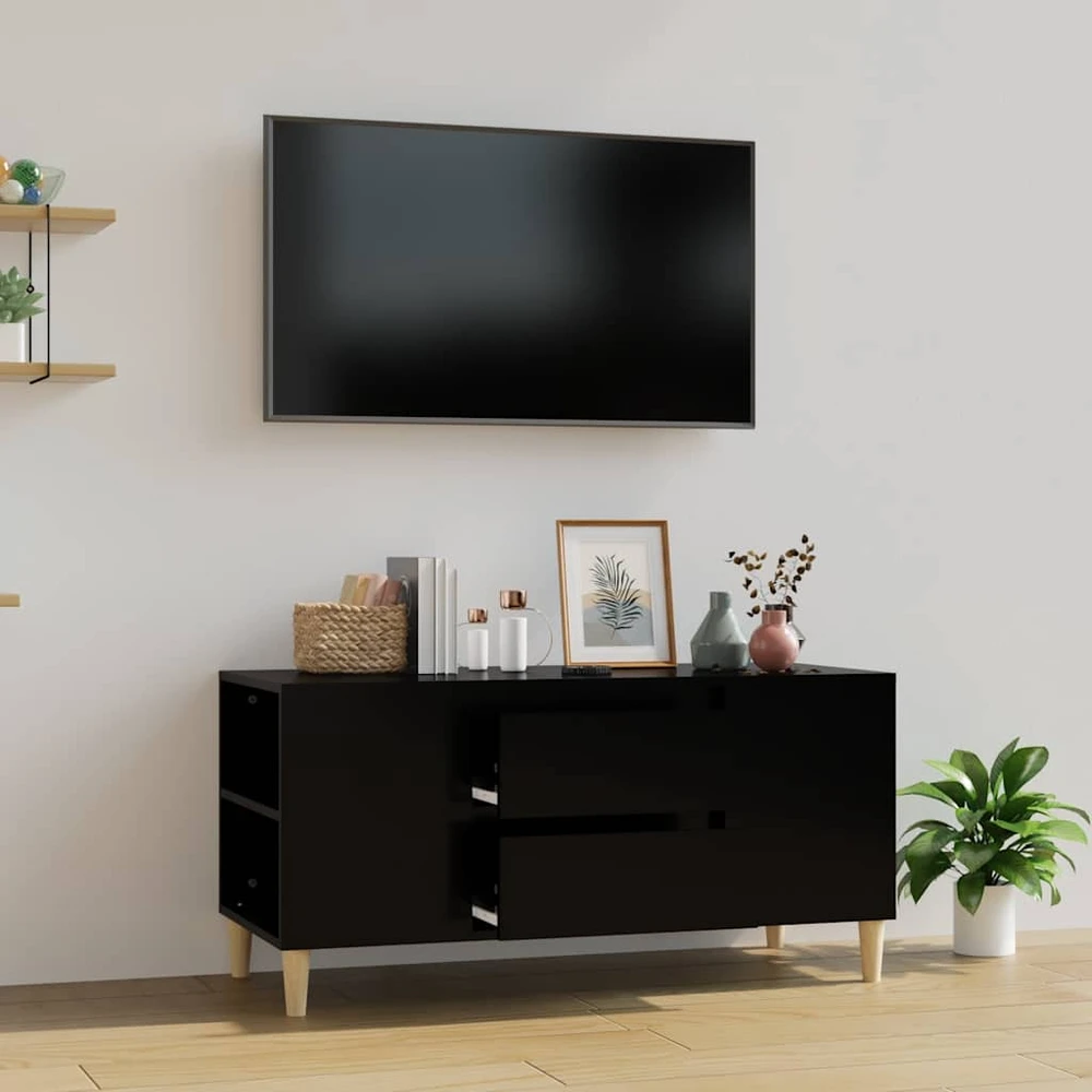 TV staliukas Televizoriaus spintelė, juodos spalvos, 102x44,5x50cm, mediena
