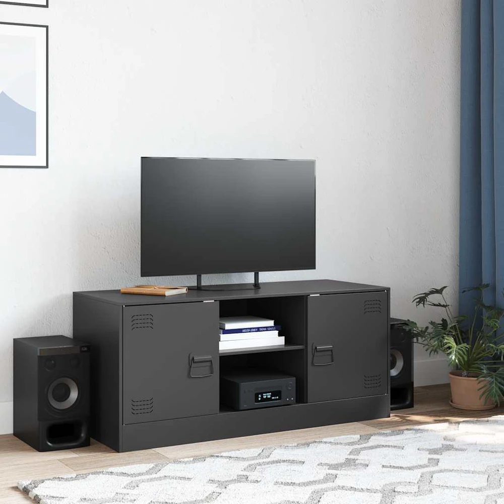 TV staliukas Televizoriaus spintelė, juodos spalvos, 99x39x44cm, plienas