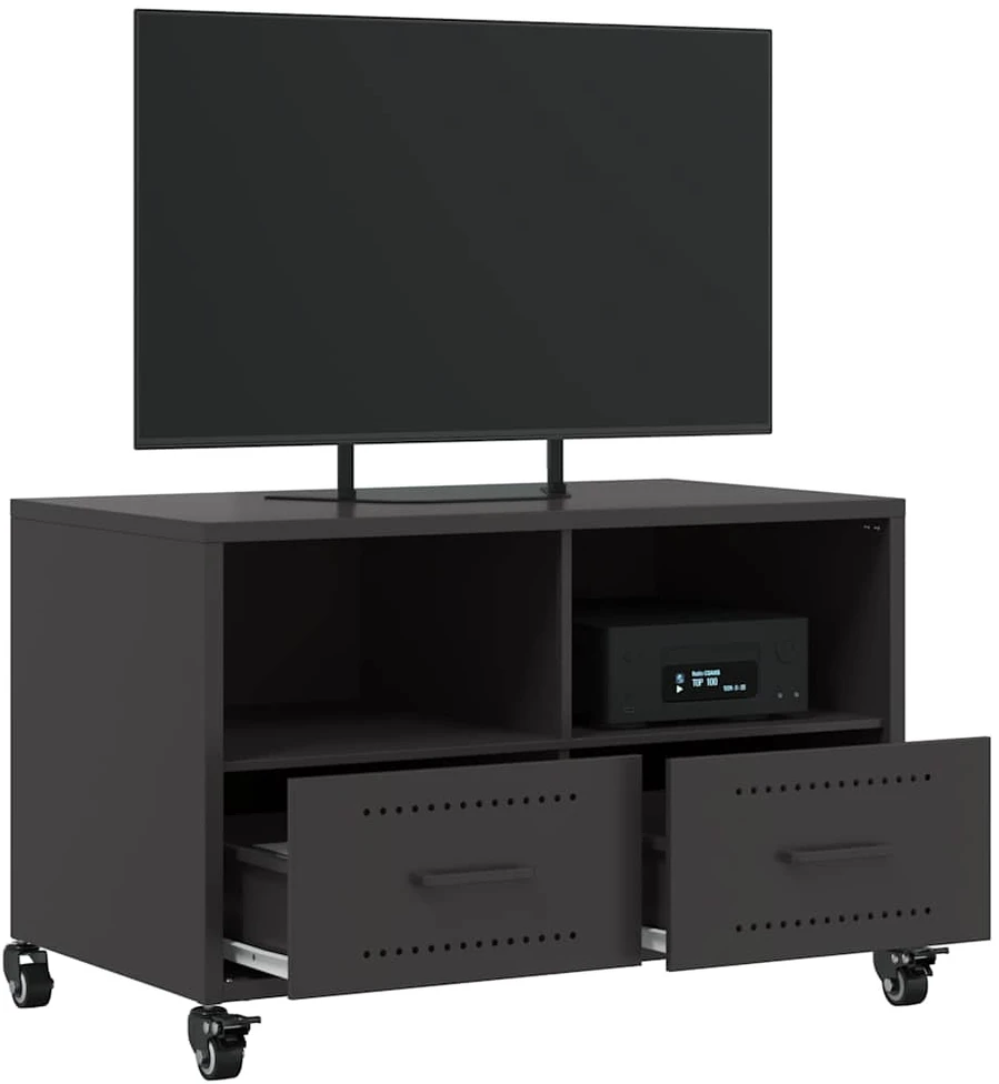 TV staliukas Televizoriaus spintelė, juodos spalvos, 68x39x43,5cm, plienas