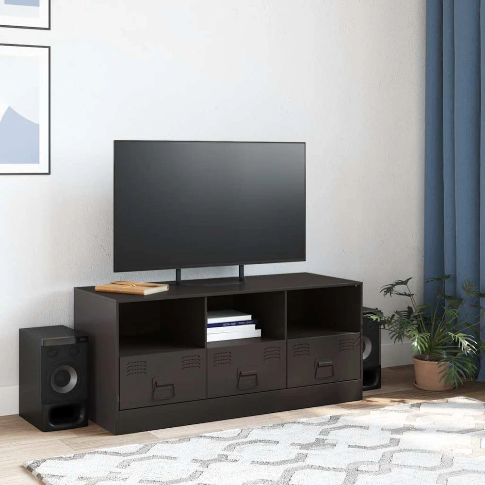 TV staliukas Televizoriaus spintelė, juodos spalvos, 99x39x44cm, plienas