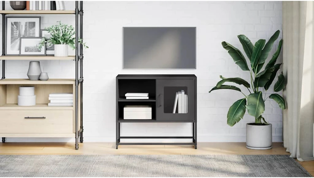 TV staliukas Televizoriaus spintelė, juodos spalvos, 68x39x60,5cm, plienas