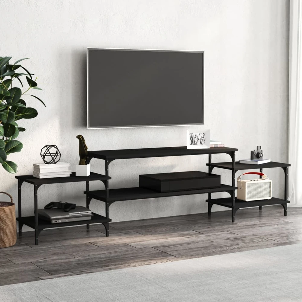 TV staliukas Televizoriaus spintelė, juodos spalvos, 197x35x52cm, mediena