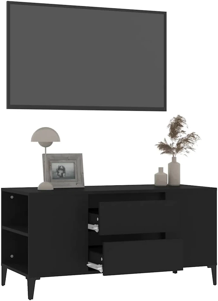 TV staliukas Televizoriaus spintelė, juodos spalvos, 102x44,5x50cm, mediena