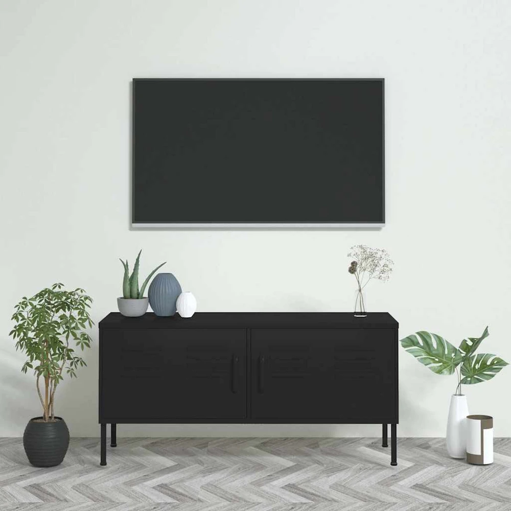 TV staliukas Televizoriaus spintelė, juodos spalvos, 105x35x50cm, plienas