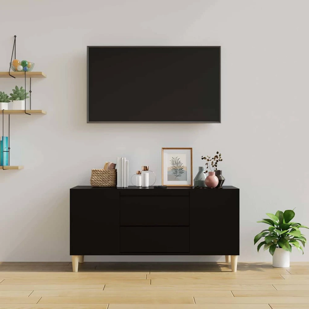 TV staliukas Televizoriaus spintelė, juodos spalvos, 102x44,5x50cm, mediena