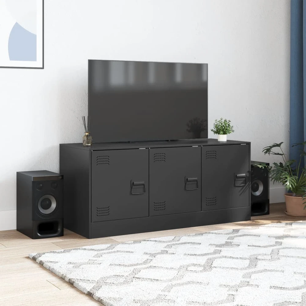 TV staliukas Televizoriaus spintelė, juodos spalvos, 99x39x44cm, plienas