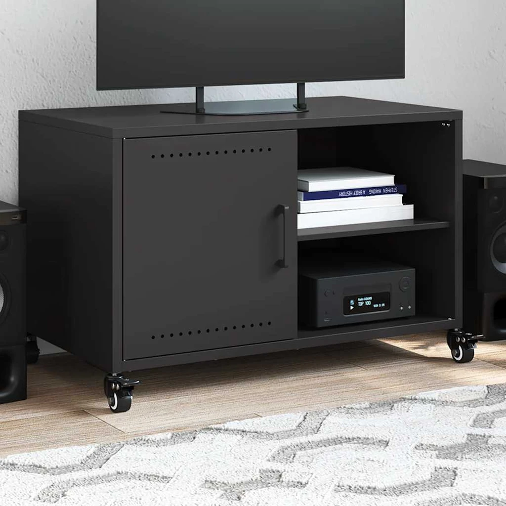 TV staliukas Televizoriaus spintelė, juodos spalvos, 68x39x43,5cm, plienas