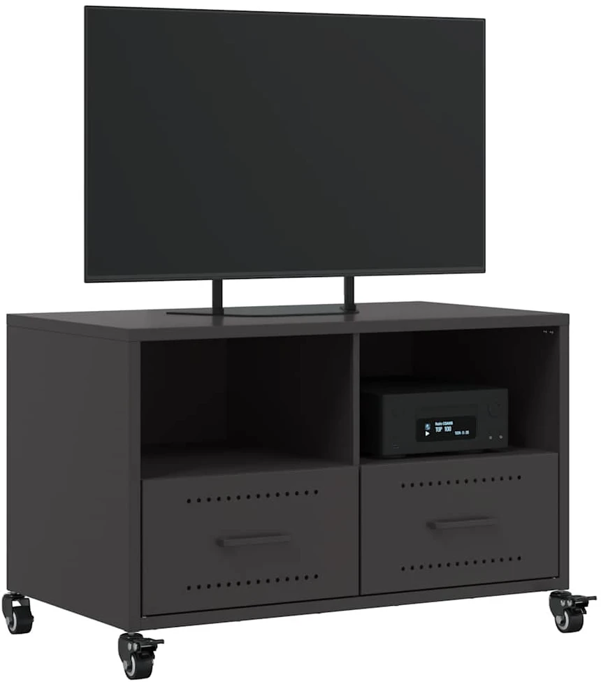 TV staliukas Televizoriaus spintelė, juodos spalvos, 68x39x43,5cm, plienas