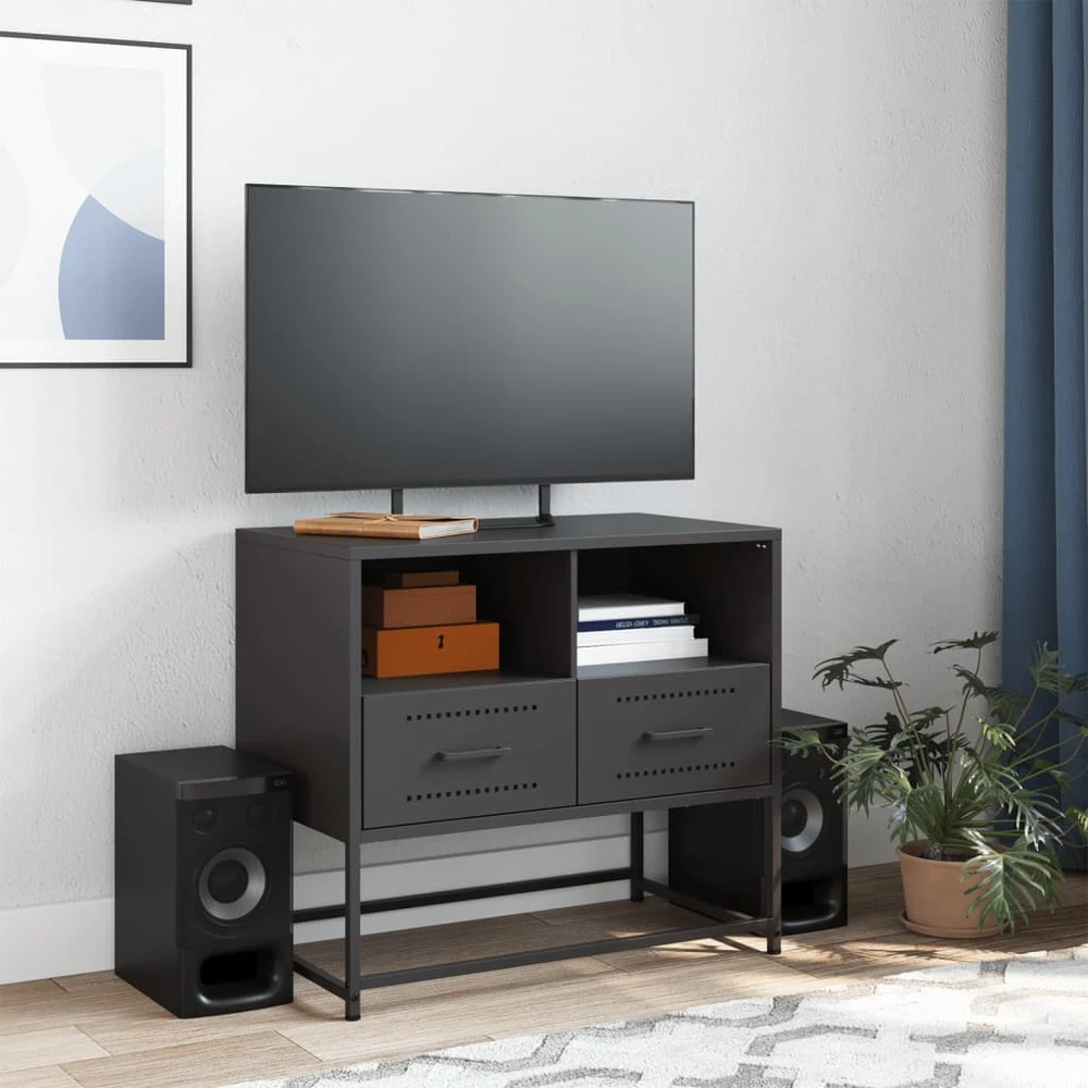 TV staliukas Televizoriaus spintelė, juodos spalvos, 68x39x60,5cm, plienas