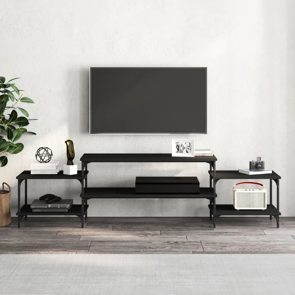 TV staliukas Televizoriaus spintelė, juodos spalvos, 197x35x52cm, mediena