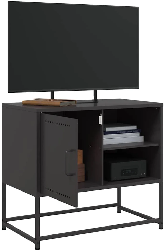 TV staliukas Televizoriaus spintelė, juodos spalvos, 68x39x60,5cm, plienas