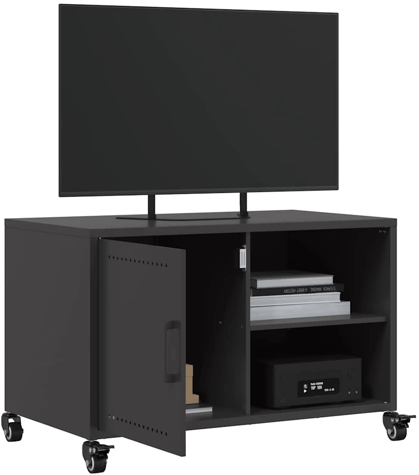 TV staliukas Televizoriaus spintelė, juodos spalvos, 68x39x43,5cm, plienas
