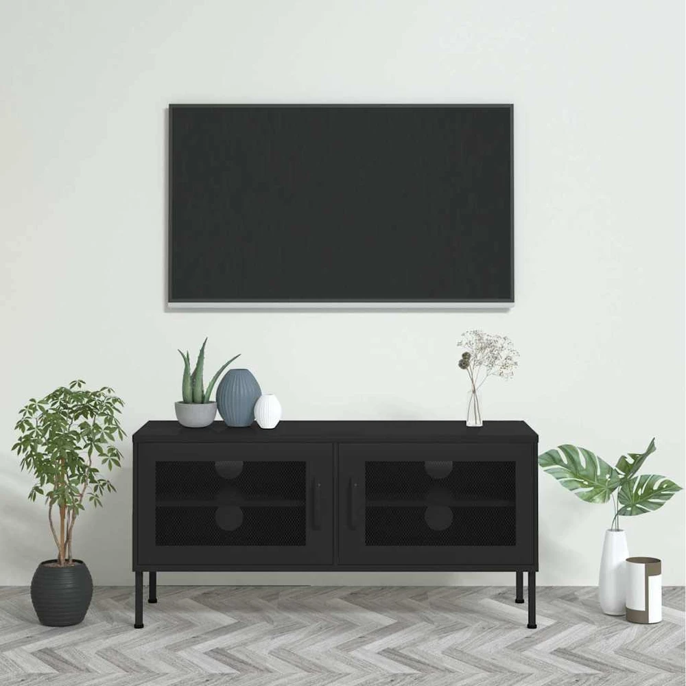 TV staliukas Televizoriaus spintelė, juodos spalvos, 105x35x50cm, plienas