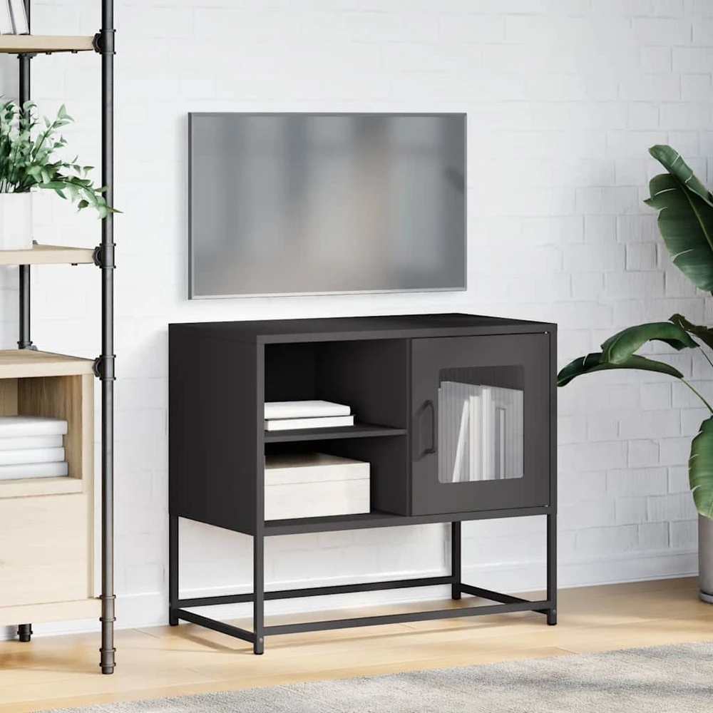 TV staliukas Televizoriaus spintelė, juodos spalvos, 68x39x60,5cm, plienas