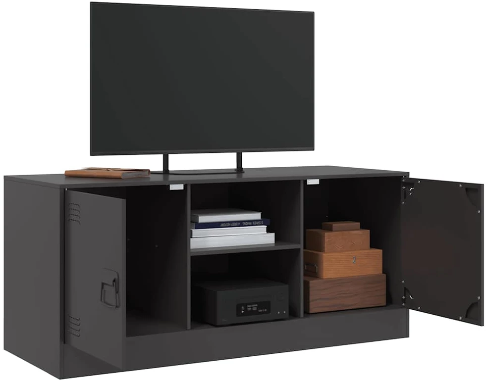 TV staliukas Televizoriaus spintelė, juodos spalvos, 99x39x44cm, plienas