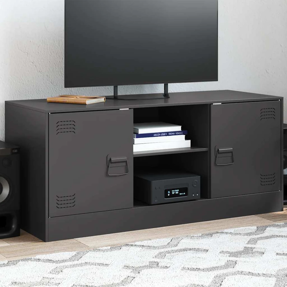 TV staliukas Televizoriaus spintelė, juodos spalvos, 99x39x44cm, plienas