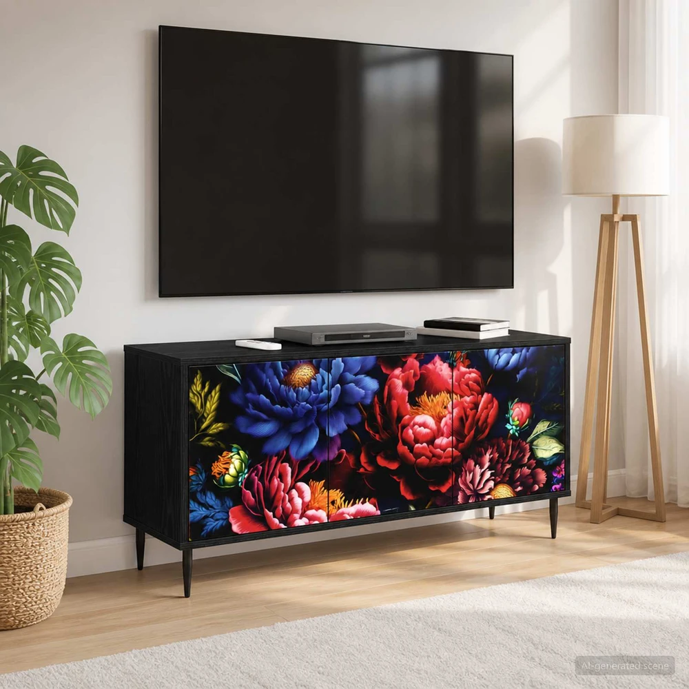 TV staliukas Televizoriaus spintelė KIEL 102 x 33 x 51 cm Juodojo ąžuolo