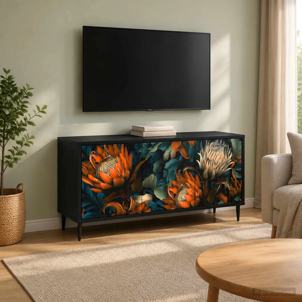 TV staliukas Televizoriaus spintelė LOCHEM 102 x 33 x 51 cm Juodojo ąžuolo