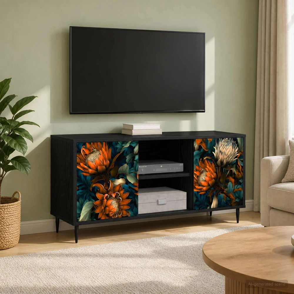 TV staliukas Televizoriaus spintelė LOCHEM 102 x 33 x 51 cm Juodojo ąžuolo