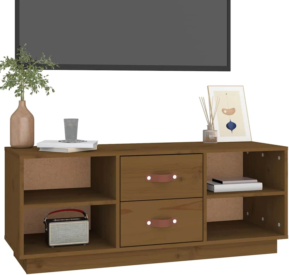 TV staliukas Televizoriaus spintelė, medaus ruda, 100x34x40cm, pušis