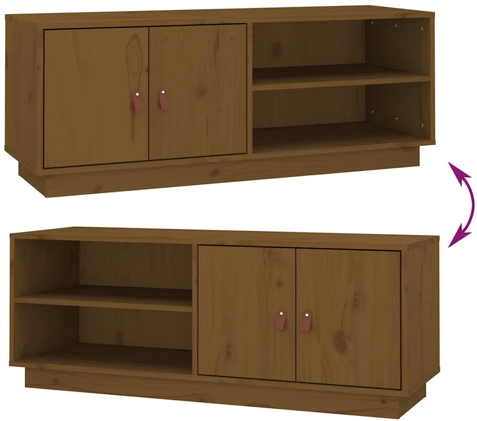 TV staliukas Televizoriaus spintelė, medaus ruda, 105x34x40cm, pušis