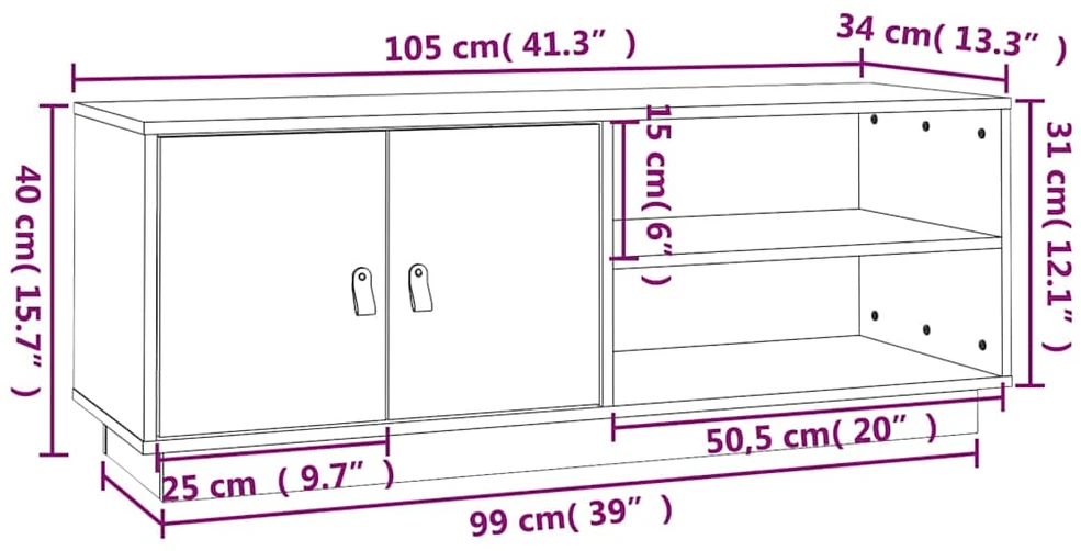 TV staliukas Televizoriaus spintelė, medaus ruda, 105x34x40cm, pušis