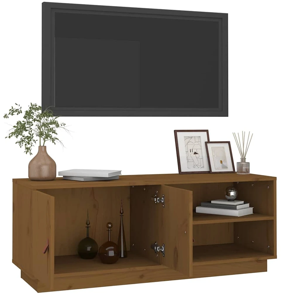 TV staliukas Televizoriaus spintelė, medaus ruda, 105x34x40cm, pušis