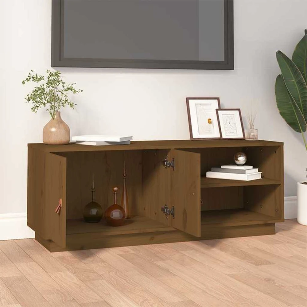 TV staliukas Televizoriaus spintelė, medaus ruda, 105x34x40cm, pušis