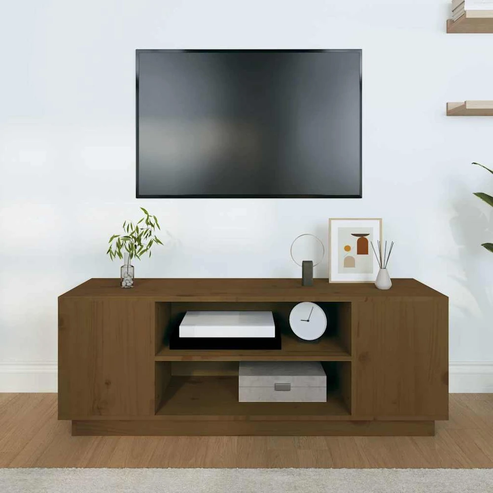 TV staliukas Televizoriaus spintelė, medaus ruda, 110x35x40,5cm, pušis
