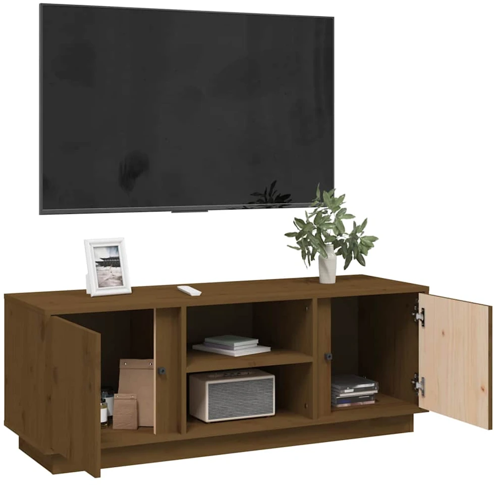 TV staliukas Televizoriaus spintelė, medaus ruda, 110x35x40,5cm, pušis