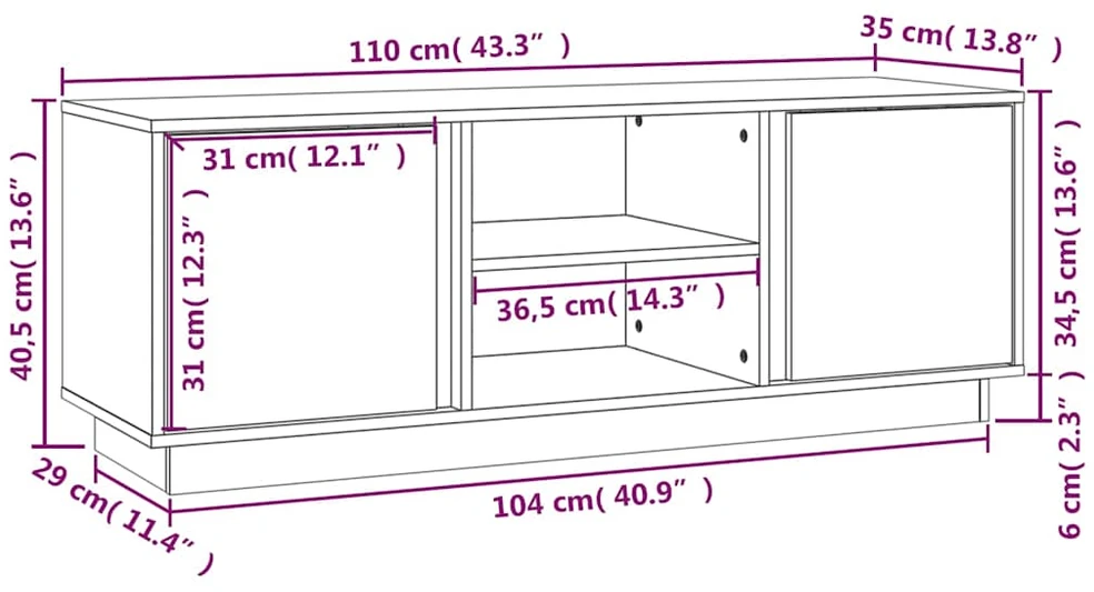 TV staliukas Televizoriaus spintelė, medaus ruda, 110x35x40,5cm, pušis