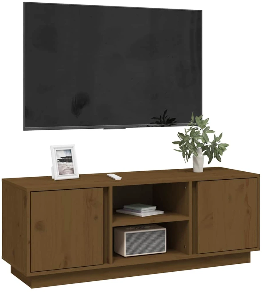 TV staliukas Televizoriaus spintelė, medaus ruda, 110x35x40,5cm, pušis