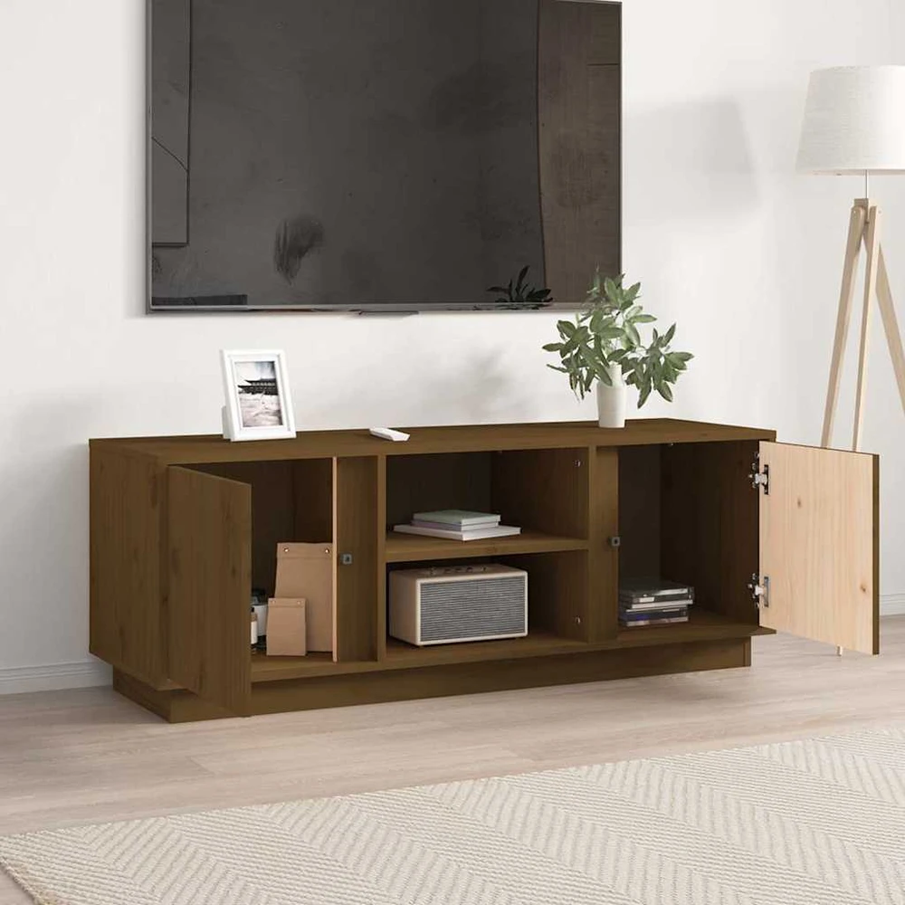 TV staliukas Televizoriaus spintelė, medaus ruda, 110x35x40,5cm, pušis
