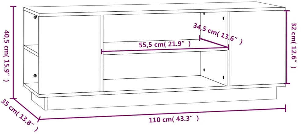 TV staliukas Televizoriaus spintelė, medaus ruda, 110x35x40,5cm, pušis