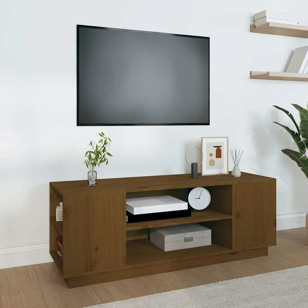 TV staliukas Televizoriaus spintelė, medaus ruda, 110x35x40,5cm, pušis