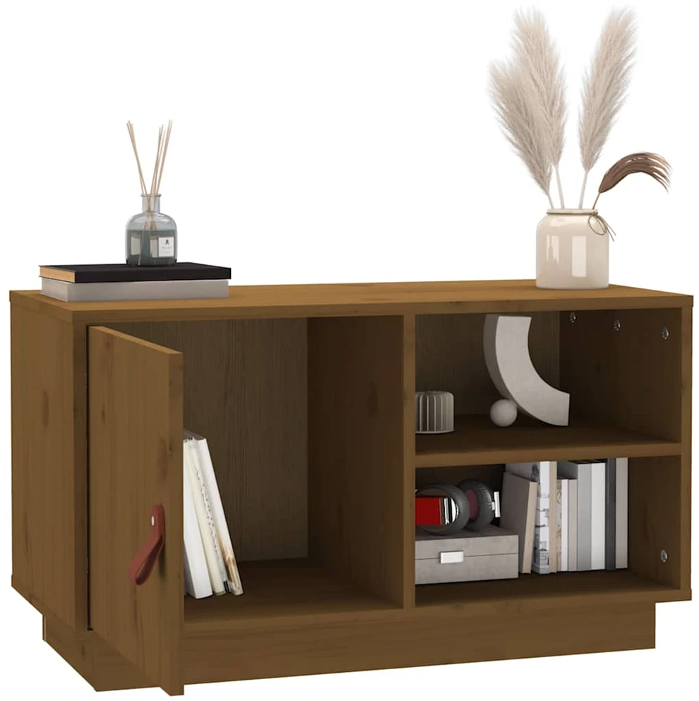 TV staliukas Televizoriaus spintelė, medaus ruda, 70x34x40cm, pušies masyvas