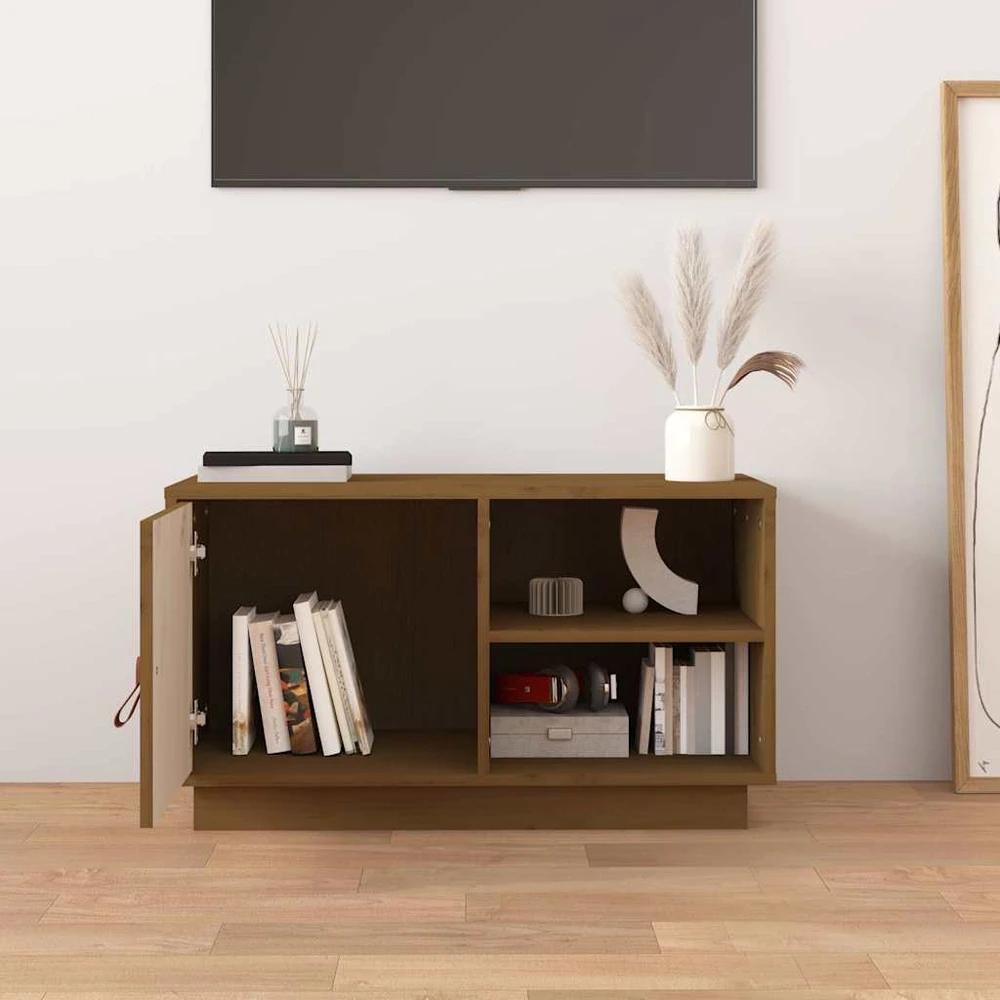TV staliukas Televizoriaus spintelė, medaus ruda, 70x34x40cm, pušies masyvas