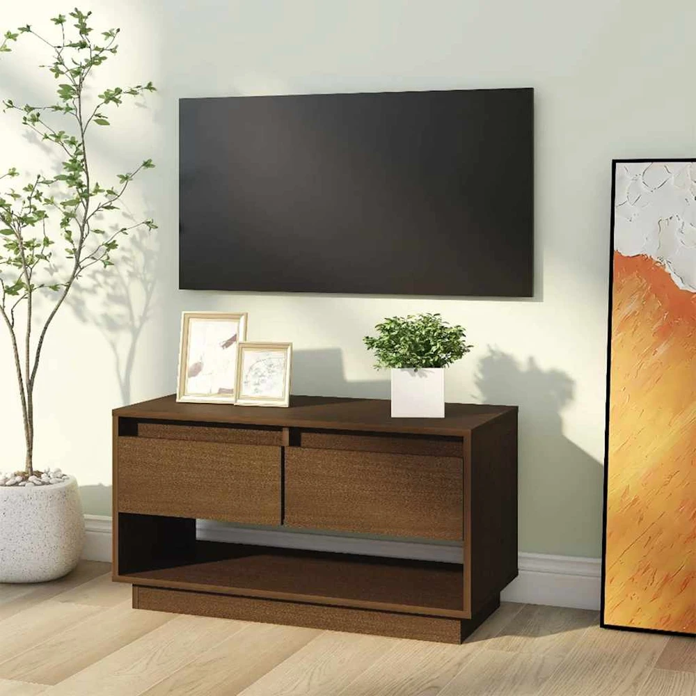 TV staliukas Televizoriaus spintelė, medaus ruda, 74x34x40cm, pušis