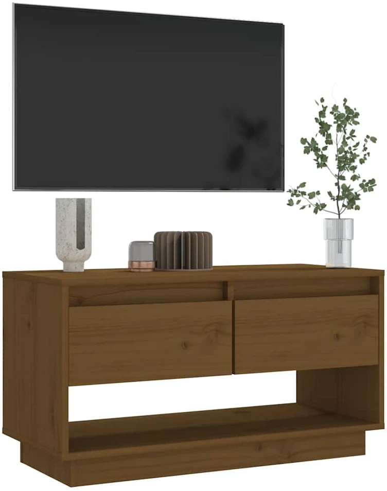 TV staliukas Televizoriaus spintelė, medaus ruda, 74x34x40cm, pušis