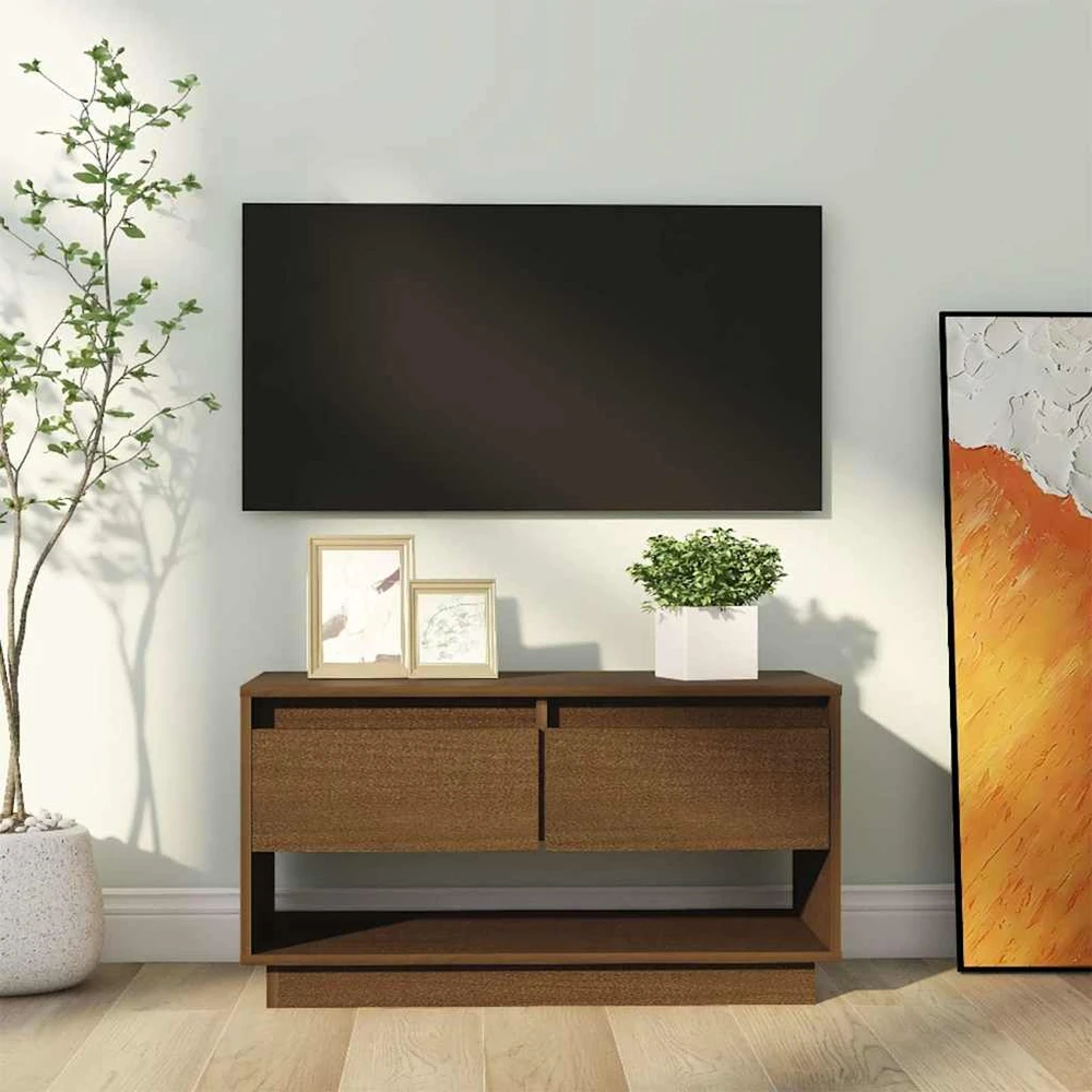 TV staliukas Televizoriaus spintelė, medaus ruda, 74x34x40cm, pušis