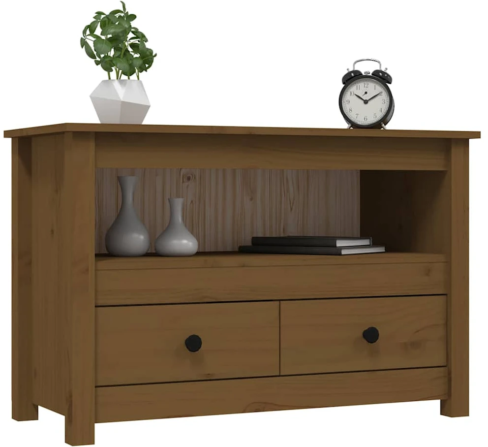 TV staliukas Televizoriaus spintelė, medaus ruda, 79x35x52cm, pušies masyvas