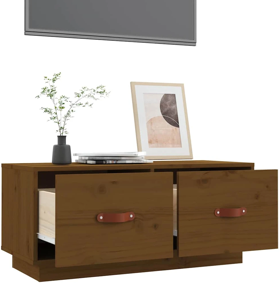 TV staliukas Televizoriaus spintelė, medaus ruda, 80x34x35cm, pušies masyvas