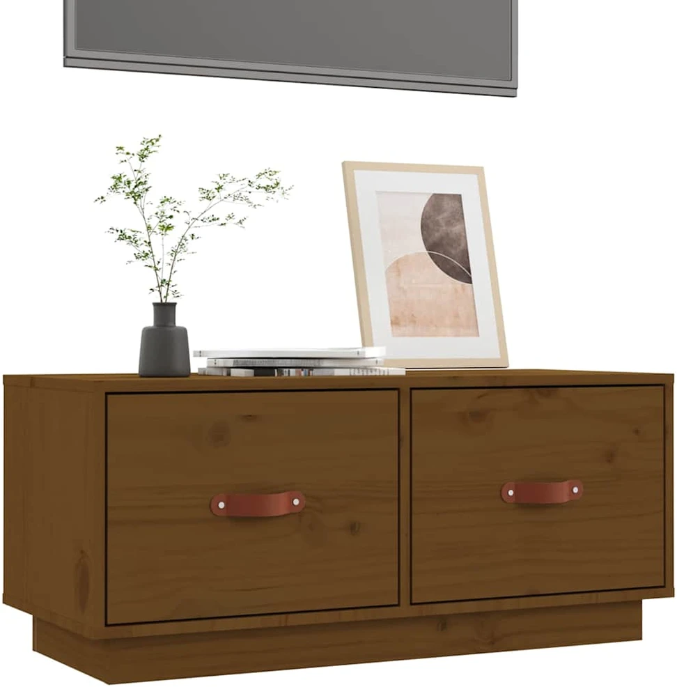 TV staliukas Televizoriaus spintelė, medaus ruda, 80x34x35cm, pušies masyvas