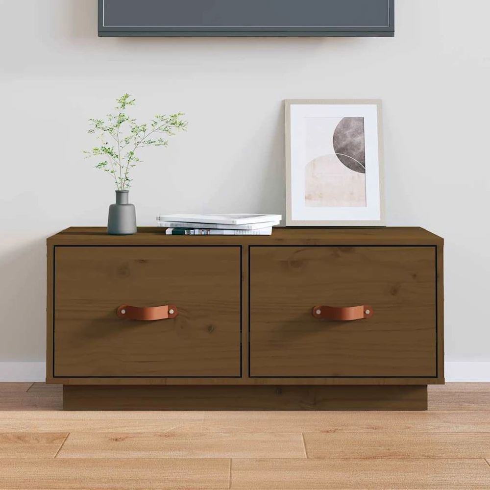 TV staliukas Televizoriaus spintelė, medaus ruda, 80x34x35cm, pušies masyvas