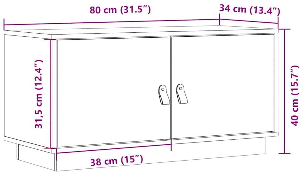 TV staliukas Televizoriaus spintelė, medaus ruda, 80x34x40cm, pušies masyvas